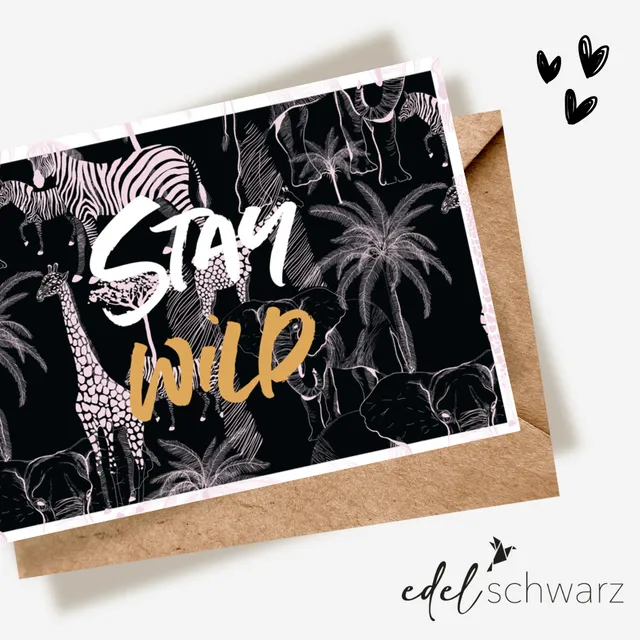 goldbek-edelschwarz-stay-wild-doppelkarte-mit-umschlag image 1