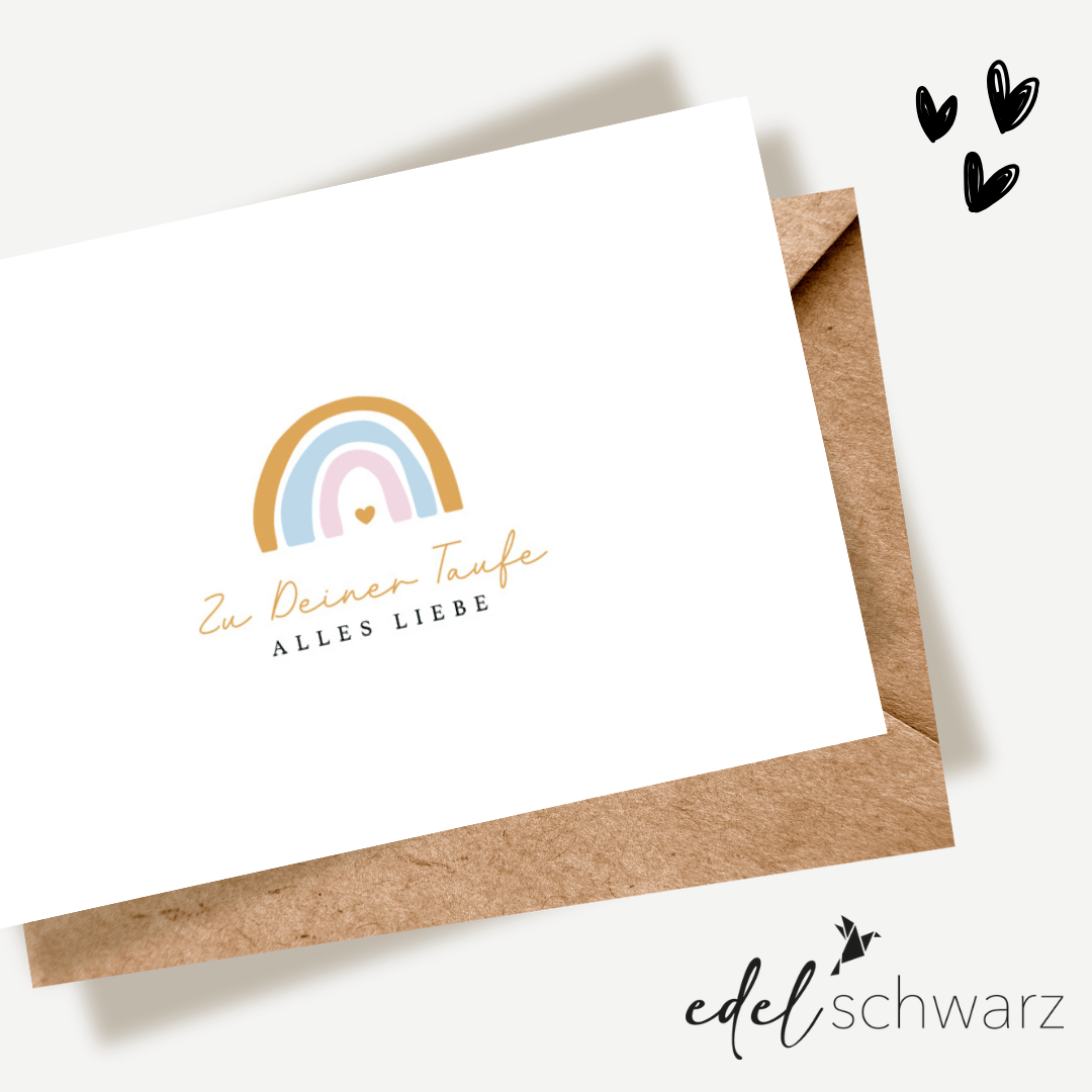 goldbek-edelschwarz-regenbogen-zur-taufe-doppelkarte image 1