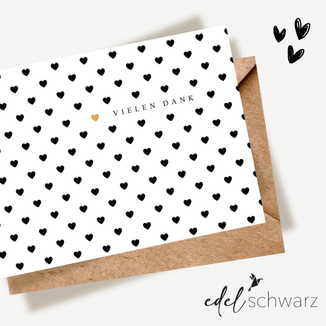 goldbek-edelschwarz-herzmuster-doppelkarte-danke image 1