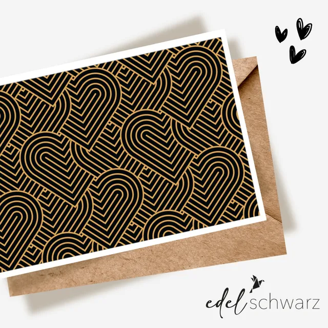 goldbek-edelschwarz-doppelkarte-grafisches-herzmuster-ohne-text image 1