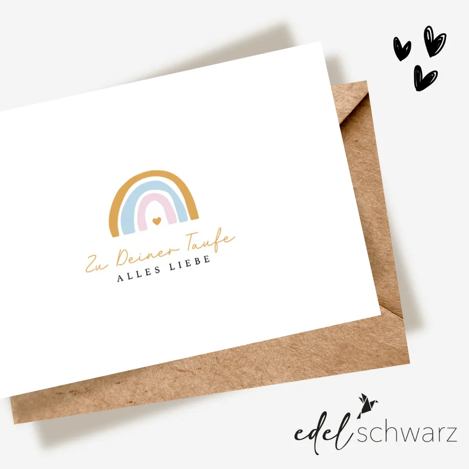 goldbek-edelschwarz-regenbogen-zur-taufe-doppelkarte image 1