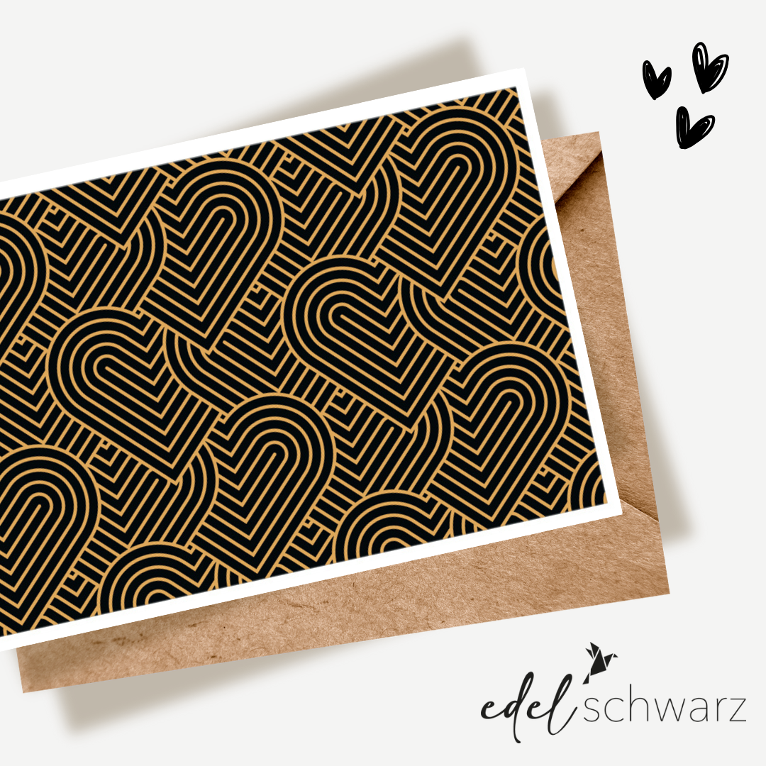 goldbek-edelschwarz-doppelkarte-grafisches-herzmuster-ohne-text image 1