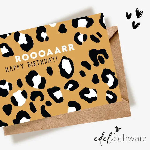 goldbek-edelschwarz-roooaarr-doppelkarte-happy-birthday image 1