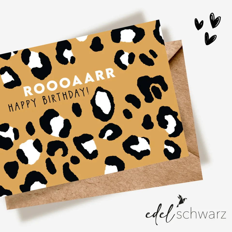 goldbek-edelschwarz-roooaarr-doppelkarte-happy-birthday image 1