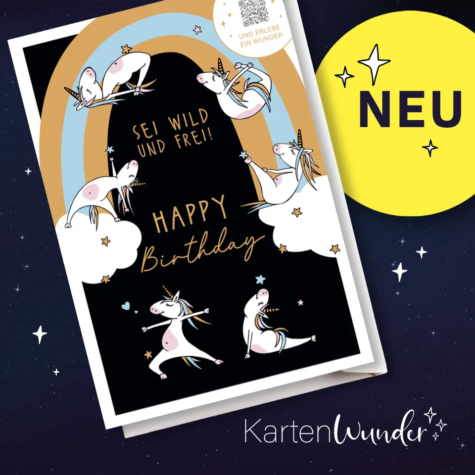 goldbek-kartenwunder-einh-rner-doppelkarte-happy-birthday image 1