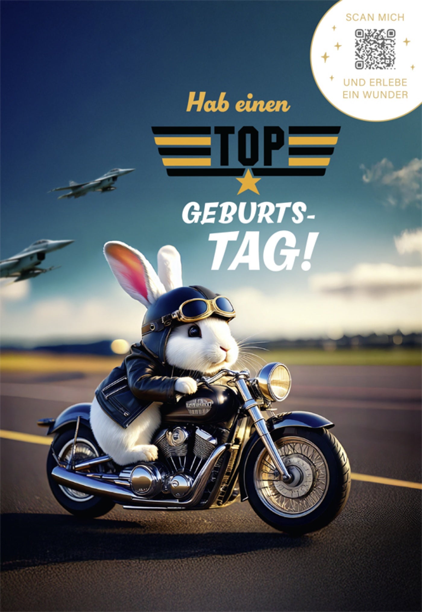 goldbek-kartenwunder-top-gun-bunny-doppelkarte-geburtstag image 2