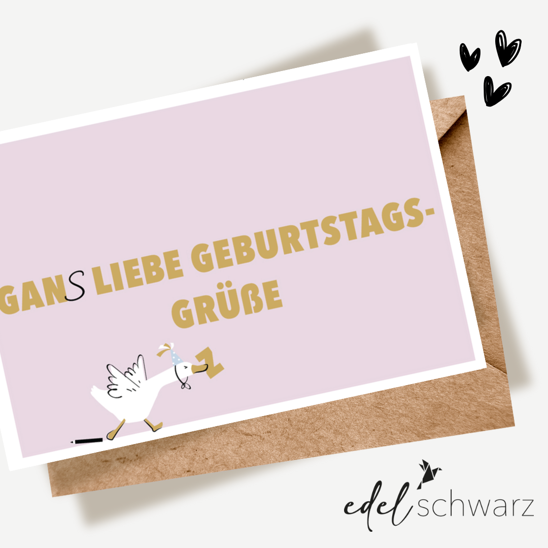 goldbek-edelschwarz-gans-schnell-weg-doppelkarte-geburtstag image 1
