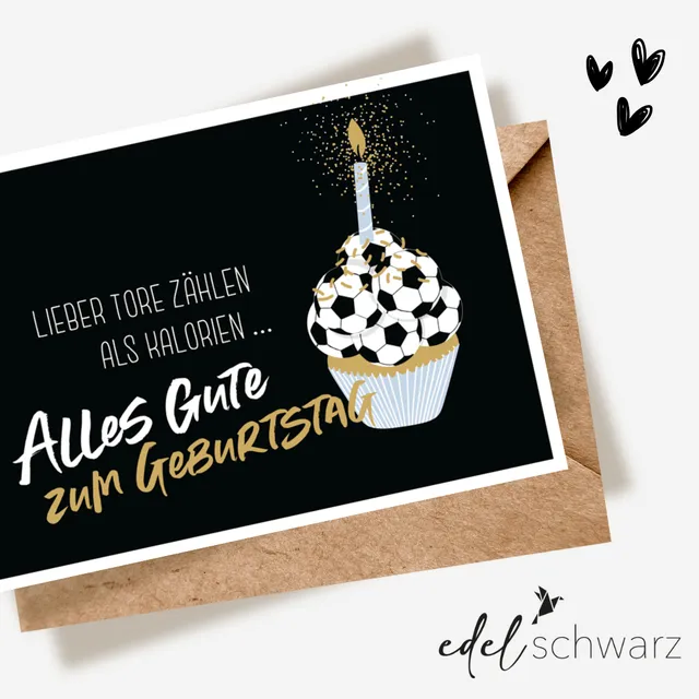 goldbek-edelschwarz-fu-ballcupcake-doppelkarte-geburtstag image 1
