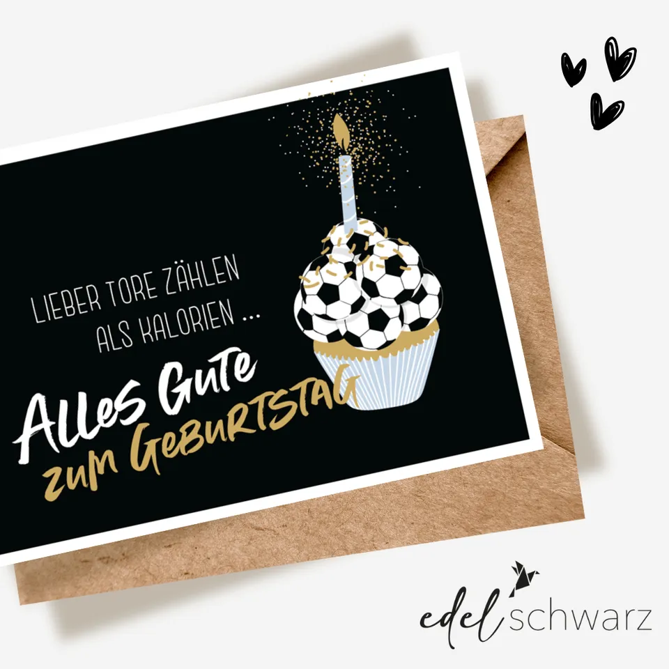goldbek-edelschwarz-fu-ballcupcake-doppelkarte-geburtstag image 1