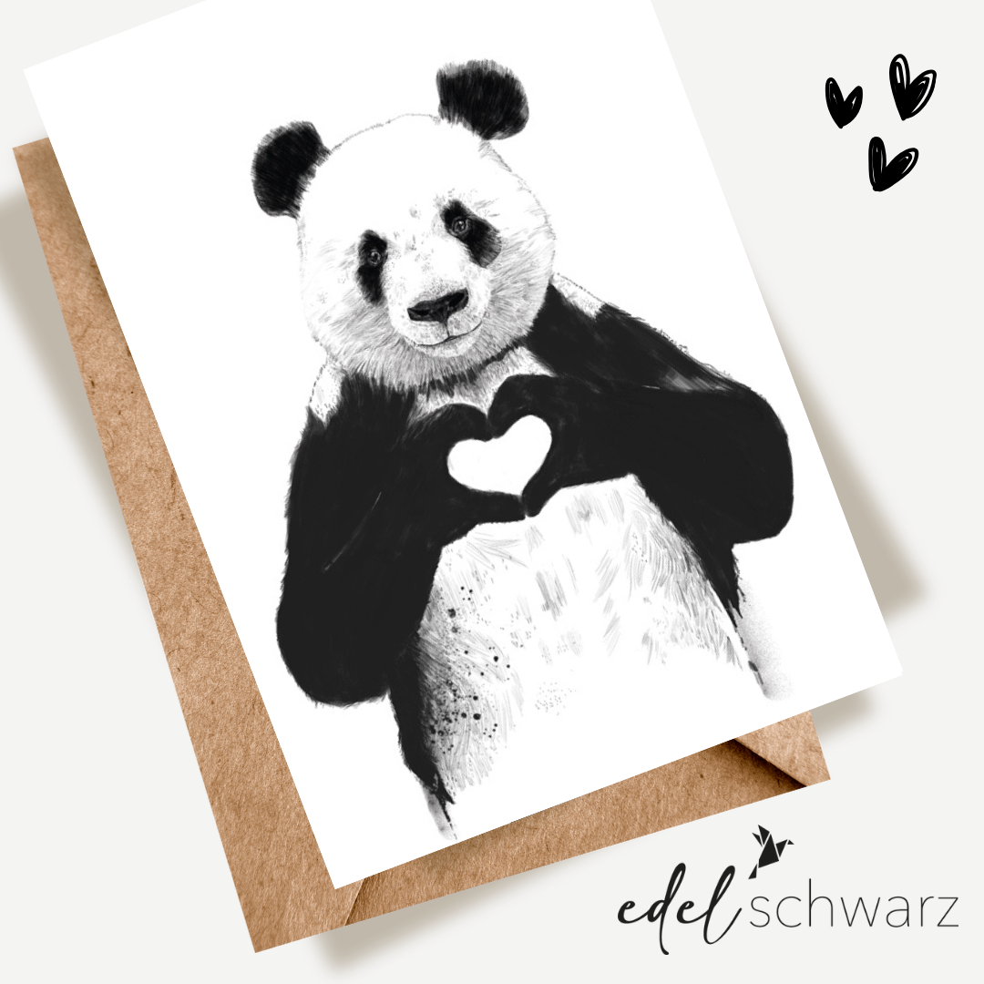 goldbek-edelschwarz-panda-herz-doppelkarte-neutral-ohne-text image 1