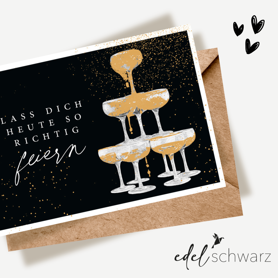 goldbek-edelschwarz-turm-aus-sektgl-sern-doppelkarte-geburtstag image 1
