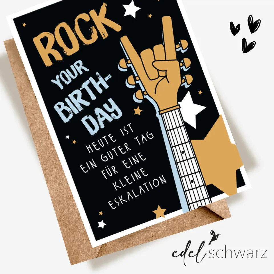 goldbek-edelschwarz-rock-your-birthday-geburtstagskarte-schwarz image 1