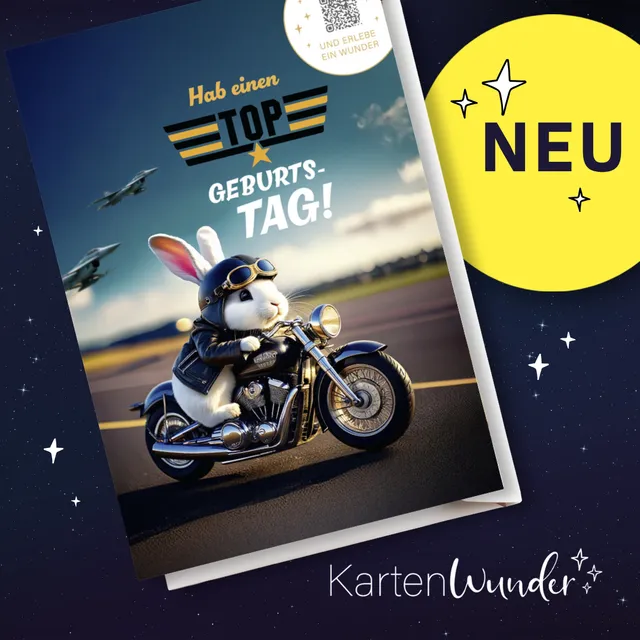 goldbek-kartenwunder-top-gun-bunny-doppelkarte-geburtstag image 1