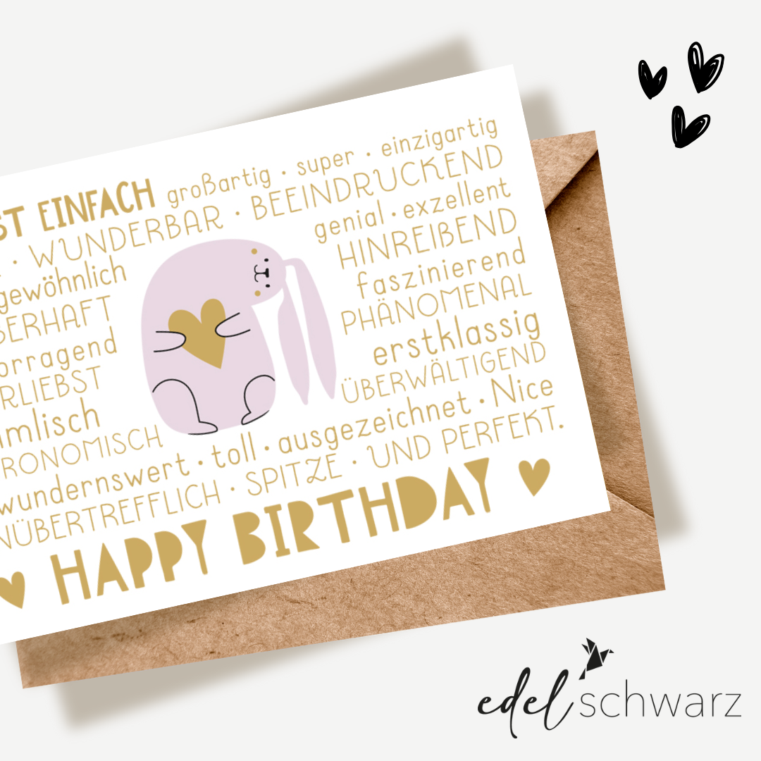 goldbek-edelschwarz-einzigartiges-h-schen-doppelkarte-geburtstag image 1