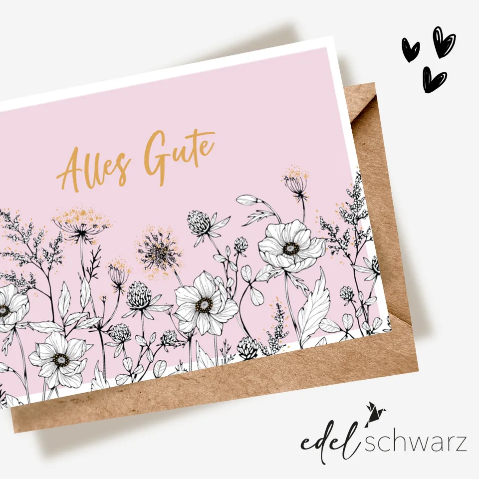 goldbek-edelschwarz-wildblumen-doppelkarte-geburtstag image 1