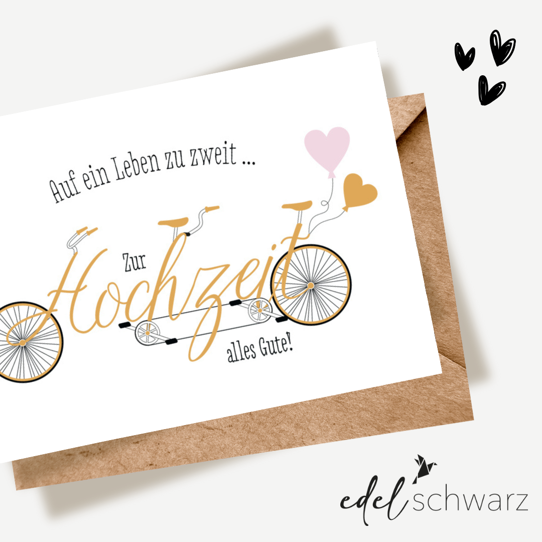 goldbek-edelschwarz-doppelkarte-hochzeits-tandem-hochzeitskarte image 1