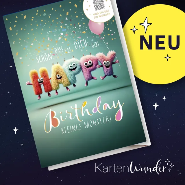 goldbek-kartenwunder-happy-monster-doppelkarte-geburtstag image 1