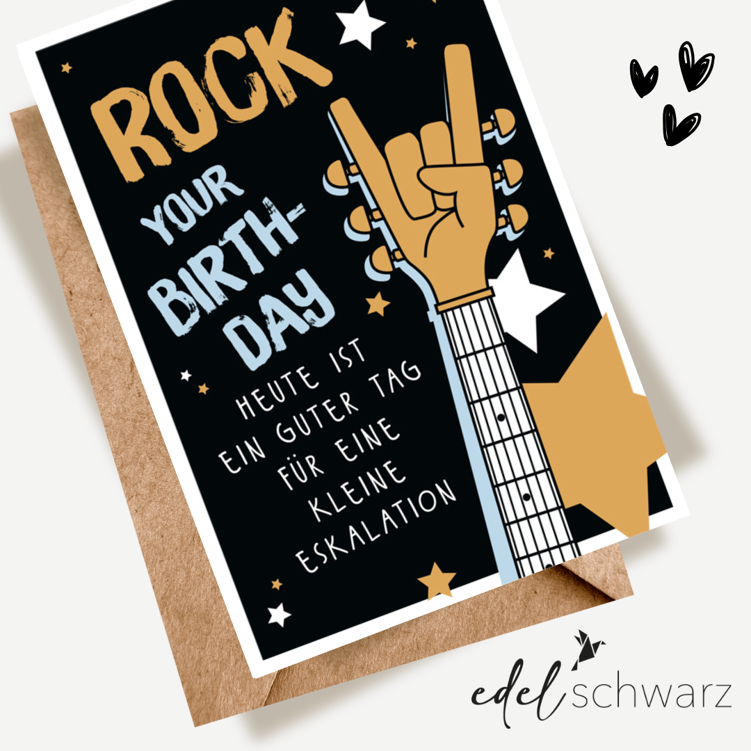 goldbek-edelschwarz-rock-your-birthday-geburtstagskarte-schwarz image 1