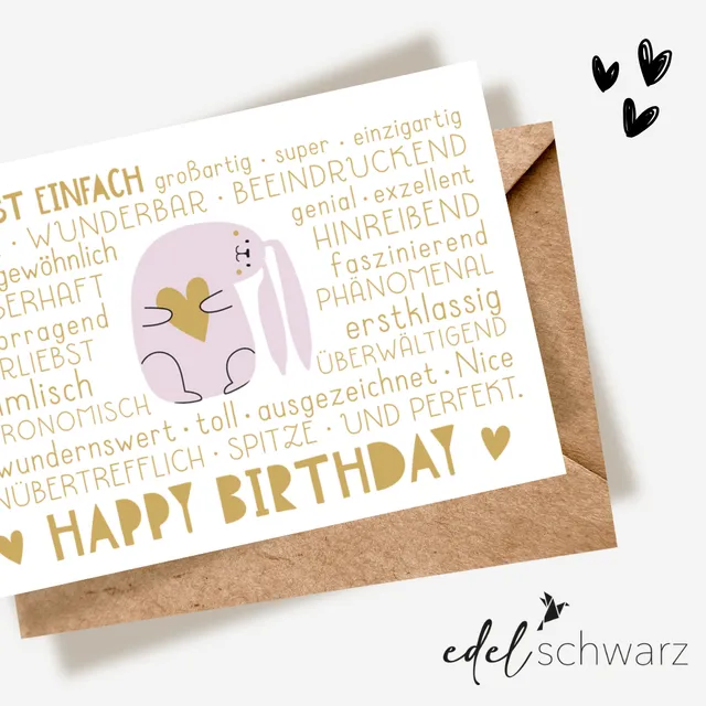 goldbek-edelschwarz-einzigartiges-h-schen-doppelkarte-geburtstag image 1