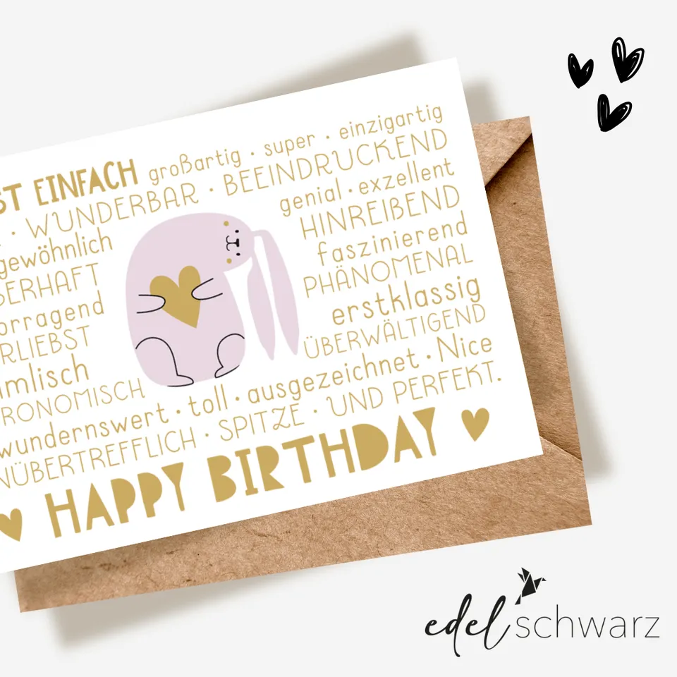 goldbek-edelschwarz-einzigartiges-h-schen-doppelkarte-geburtstag image 1