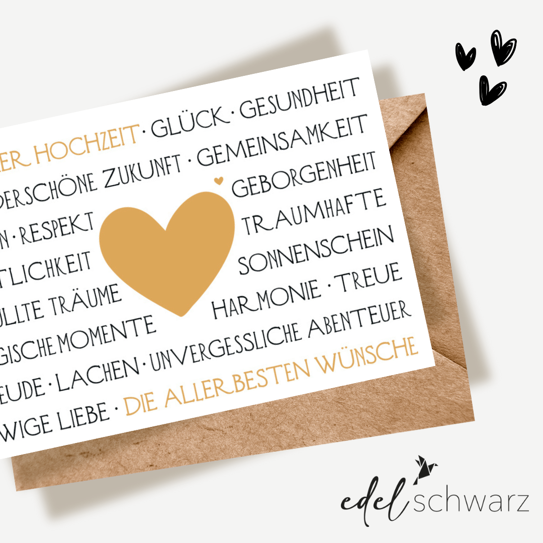 goldbek-edelschwarz-hochzeit-typokarte-doppelkarte-hochzeit image 1