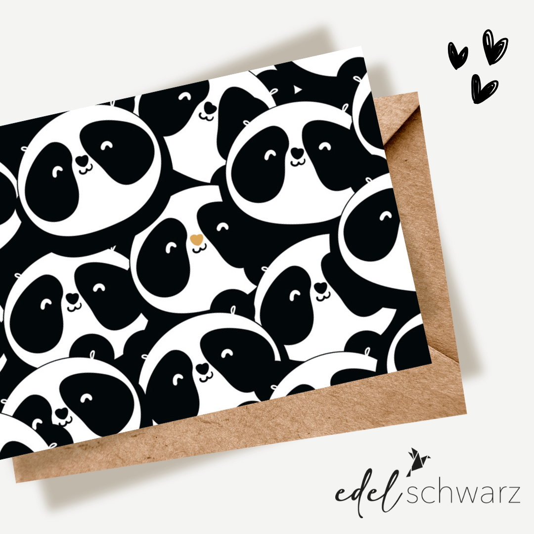 goldbek-edelschwarz-viele-pandas-doppelkarte-ohne-text image 1