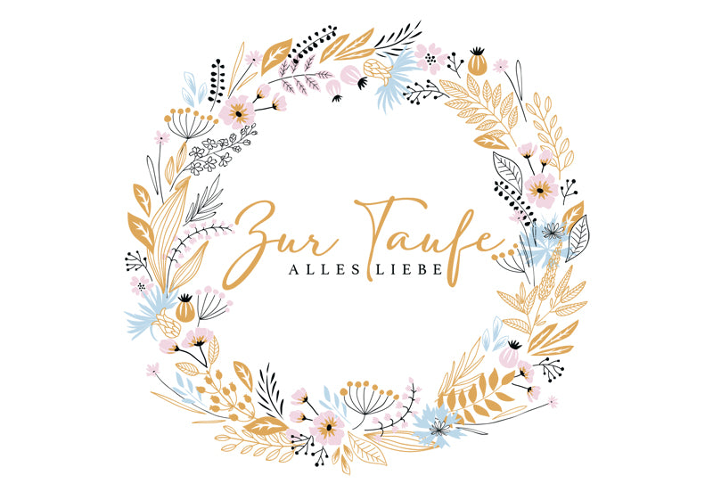 goldbek-edelschwarz-doppelkarte-blumenkranz-taufkarte image 2