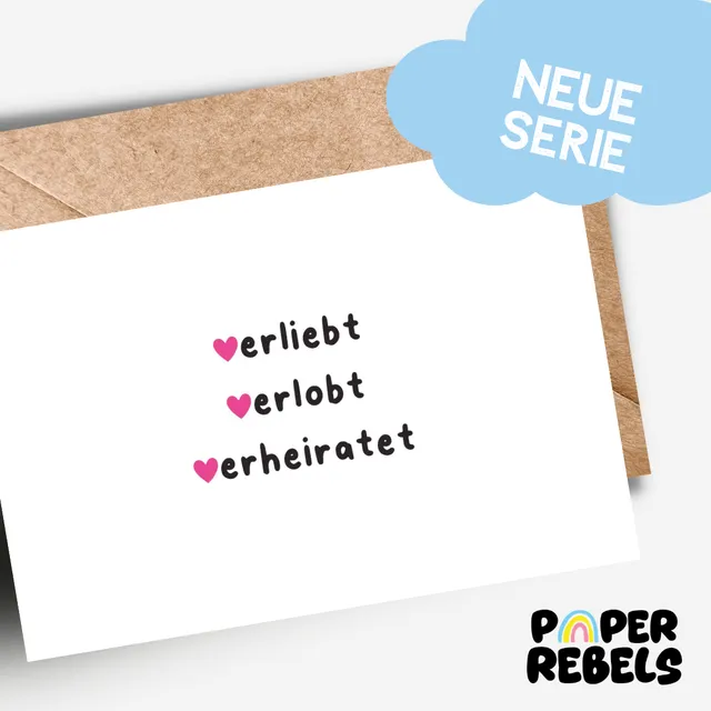 goldbek-paperrebels-verliebt-verlobt-verheiratet-doppelkarte-hochzeit image 1