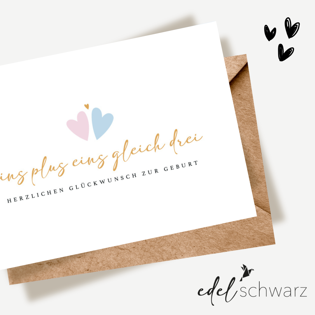 goldbek-edelschwarz-eins-plus-eins-gleich-drei-doppelkarte-geburt image 1