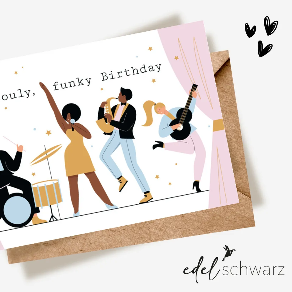 goldbek-edelschwarz-souly-funky-birthday-doppelkarte image 1