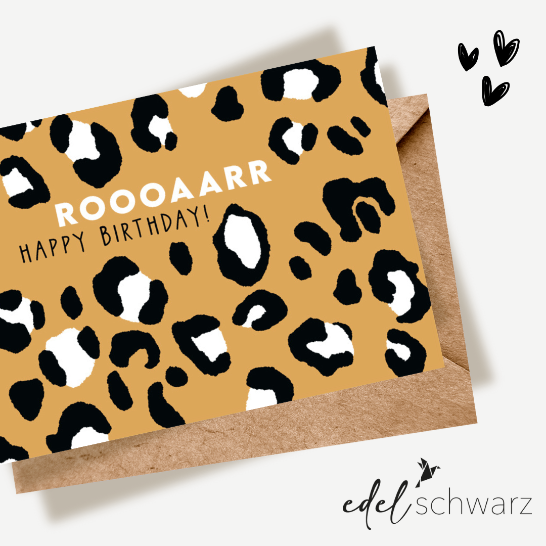 goldbek-edelschwarz-roooaarr-doppelkarte-happy-birthday image 1