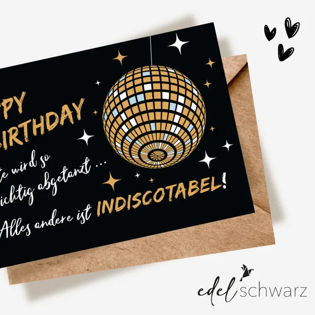 goldbek-edelschwarz-doppelkarte-indiscotabel-geburtstagskarte image 1