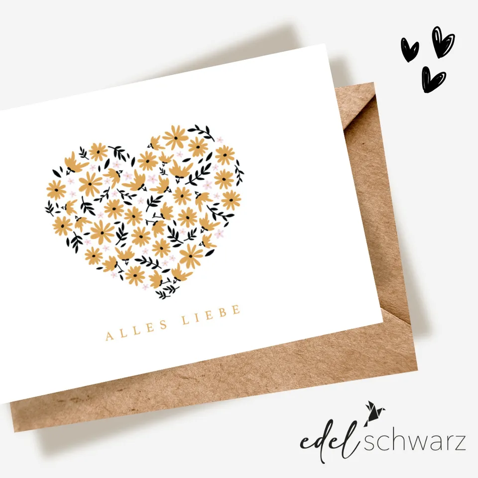 goldbek-edelschwarz-blumenherz-doppelkarte-alles-liebe image 1