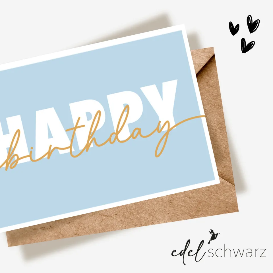 goldbek-edelschwarz-happy-birthday-typo-doppelkarte image 1
