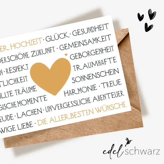 goldbek-edelschwarz-hochzeit-typokarte-doppelkarte-hochzeit image 1