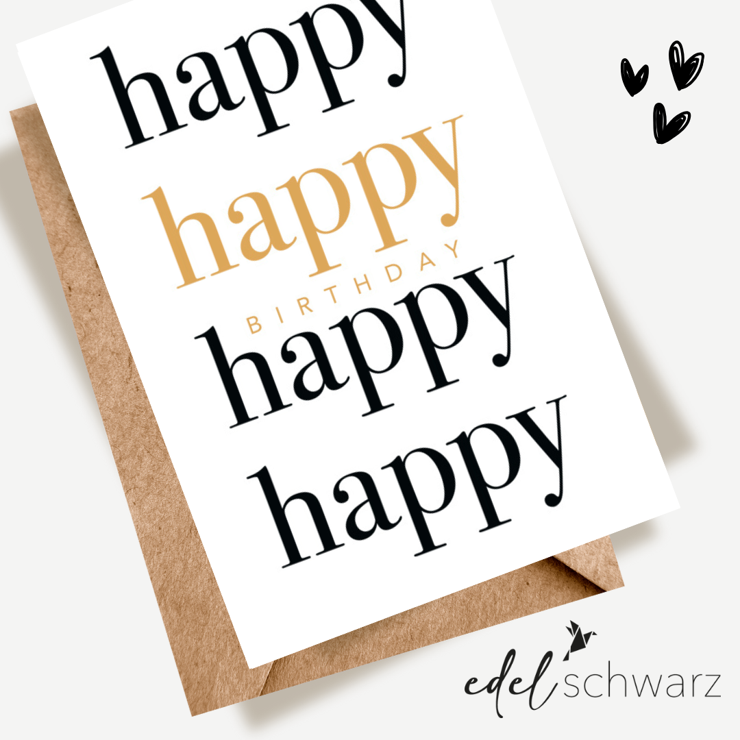 goldbek-edelschwarz-doppelkarte-happy-birthday-geburtstagskarte image 1