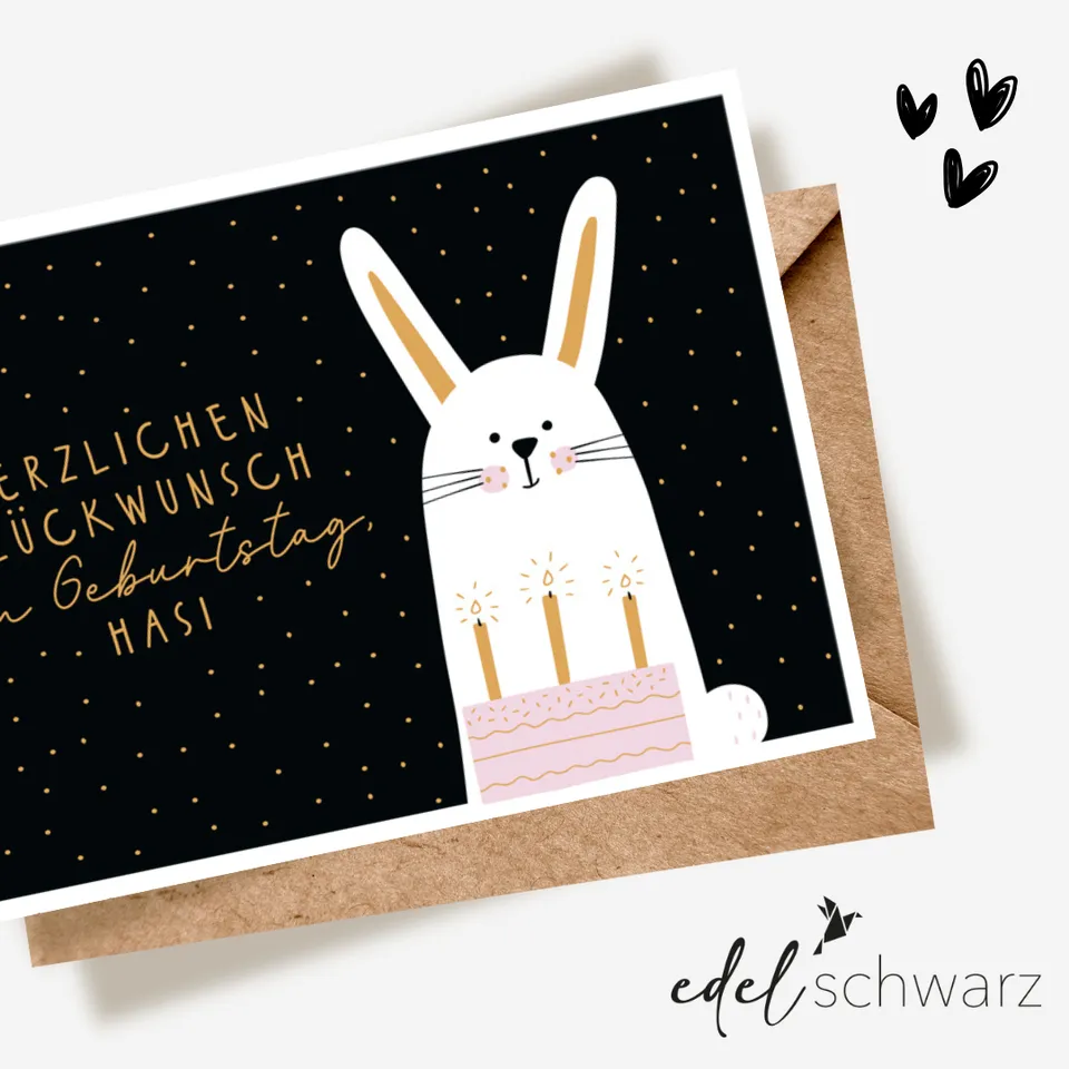 goldbek-edelschwarz-geburtstagsw-nsche-hasi-doppelkarte-geburtstag image 1