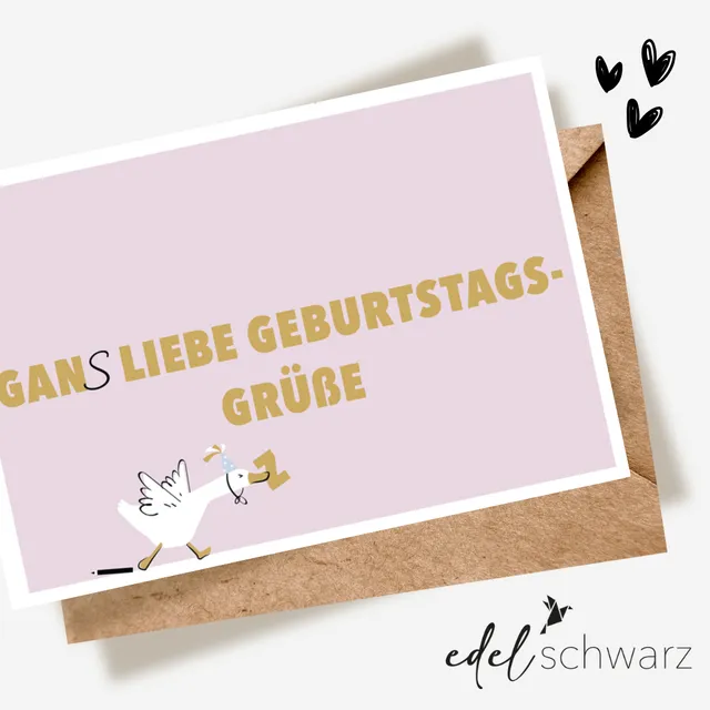 goldbek-edelschwarz-gans-schnell-weg-doppelkarte-geburtstag image 1