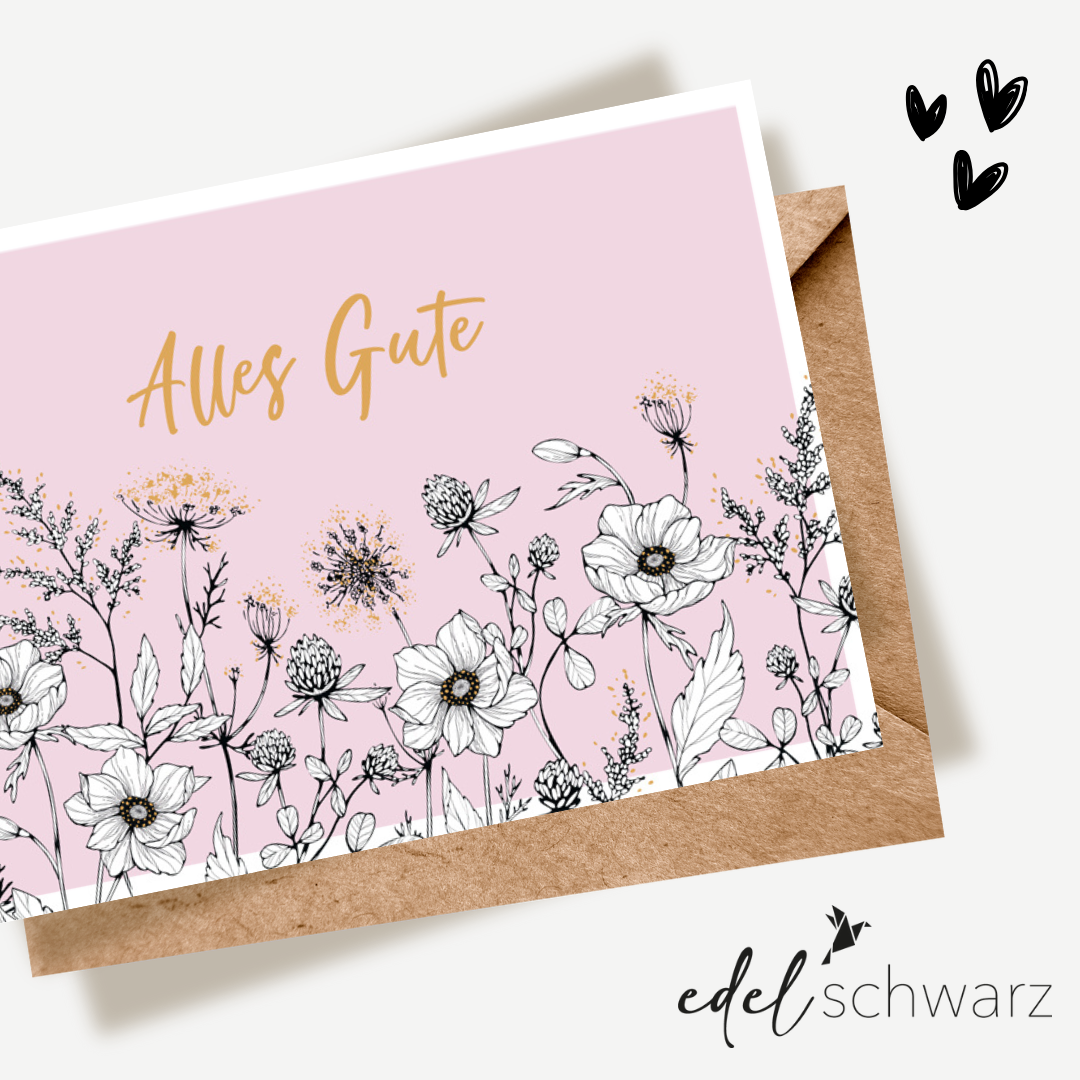 goldbek-edelschwarz-wildblumen-doppelkarte-geburtstag image 1