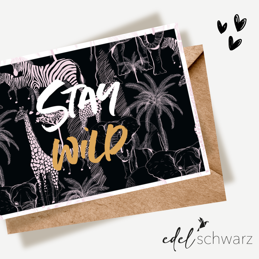 goldbek-edelschwarz-stay-wild-doppelkarte-mit-umschlag image 1